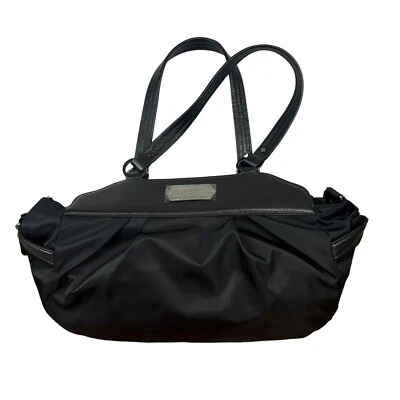 PETUNIA PICKLE BOTTOM Diaper Bag CHAI TEA CAKE Skyline Satchel Black Baby Nappy - Image 1 of 4