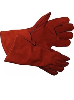 Welding  Leather Gloves Heat Resistant Lined Red 14”Tig Welders BBQ12 Pairs - Image 1 of 2