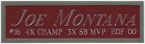 JOE MONTANA 49ers NAMENSCHILD FÜR SIGNIERTES HELM-FUSSBALL-TRIKOT-FOTO - Bild 1 von 9