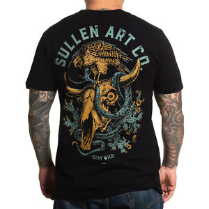 Sullen Men's Stay Wild Premium Jet Black Short Sleeve T Shirt Clothing Appare...