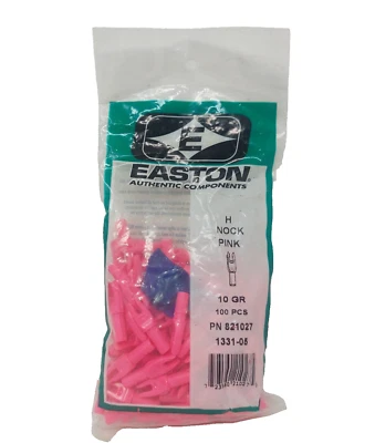 100 Pack Easton H 6mm Arrow Nocks: Pink: 10 Grains: New & Sealed Bag - Image 1 of 4