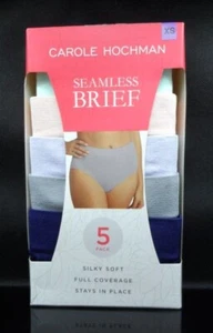 Carole Hochman Ladies' Seamless Brief Silky Soft ~ Blue Multi ~ Size XS ~ 5-pack - Picture 1 of 4