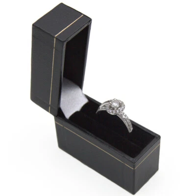 Anel de prata maciça cristal Swarovski redondo brilhante feito à mão no Reino Unido   - Imagem 1 de 4