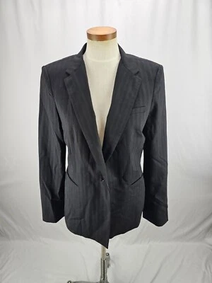 Chaqueta Blazer DKNY Para Mujer Negra Rayas Mezcla Lana 12 Foto 1 de 4