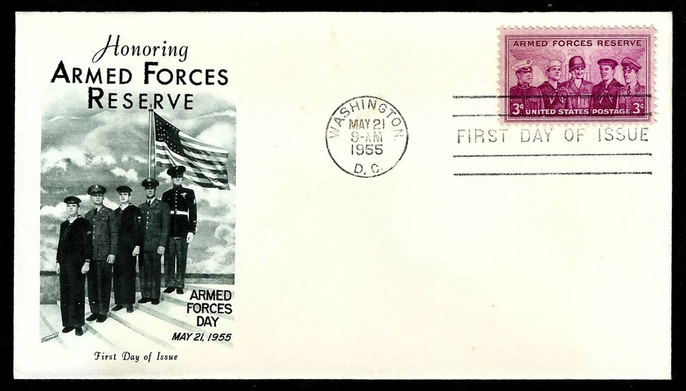 USA, SCOTT # 1067, FLEETWOOD FDC COVER OF 1955 HONORING ARMED FORCES RESERVE - Image 1 of 1