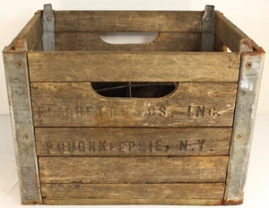 Antike FITCHETT BROS. Poughkeepsie NY Holz Milch Flasche Kiste Träger - Bild 1 von 17