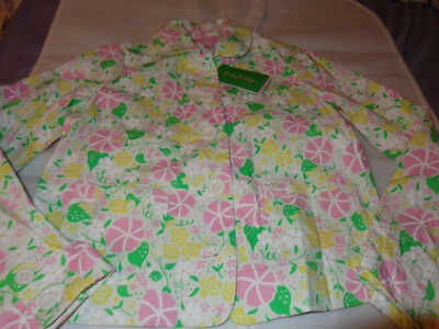 NUEVO CON ETIQUETAS Chaqueta Blazer Lilly Pulitzer Niñas Jóvenes Talla 10 Rosa Blanco FLORES VERDES  Foto 1 de 4