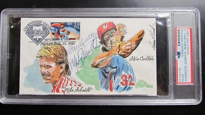 Mike Schmidt Steve Carlton signed First Day Cover FDC PSA Certified - Image 1 of 4