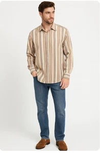 Tommy Bahama Hemd Knopfleiste Langarm 100 % Baumwolle gestreift EUC Herren Größe XL - Bild 1 von 5