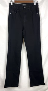 Judy blau schwarz gerades Bein Jeans Größe 5/27 Stretch hoher Bund Schlitz unten - Bild 1 von 15