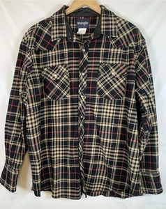 Wrangler Pearl Snap schwarz rot kariert Freizeit Langarm Flanell Hemd Gr. XXL - Bild 1 von 8
