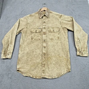 Carhartt Shirt Mens Extra Large Tan Brown Twill Workwear Double Pocket Acid Wash - Picture 1 of 16