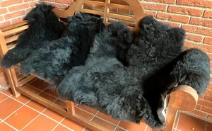 Alfombra de piel de cordero Merino piel de oveja piel de cordero natural negro 2. Wahl 70cm-100cm - Imagen 1 de 5