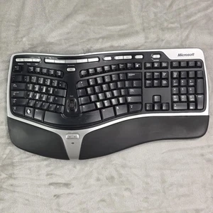 Microsoft Natural Wireless Ergonomic Keyboard 7000 Model 1193 No Receiver Black - Picture 1 of 8