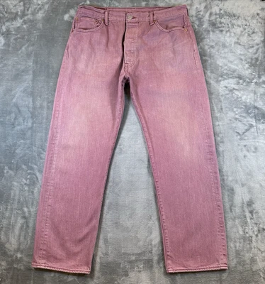 Jeans Levis 501 para hombre 38x32 (35x29) rosa pierna recta botón mosca denim Foto 1 de 4