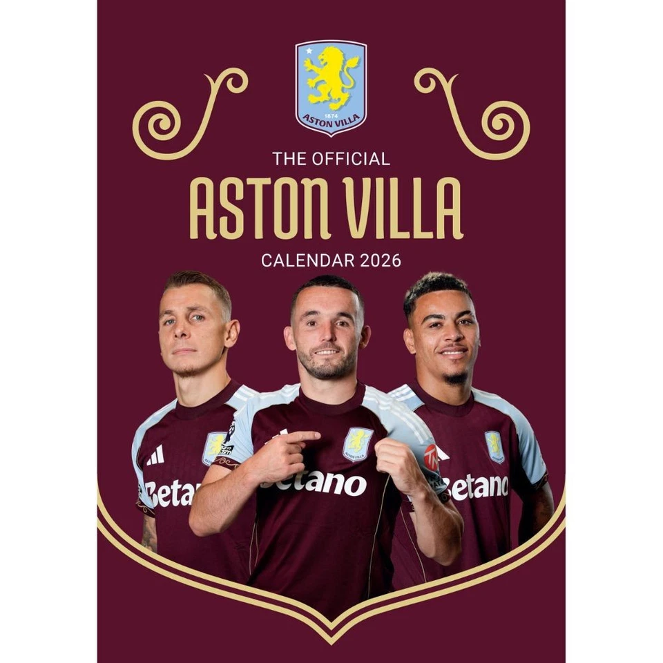 DANILO PROMOTIONS LTD 2026 Calendar Aston Villa FC Month to View A3 Football Calendar Official Product
