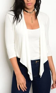 Drape Front 3/4 Sleeve Cropped Bolero/Shrug Blazer Cover-Up Top S M L - Picture 1 of 11