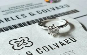 1.00 Carat Moissanite Forever One 6 Prong Solitaire Ring Charles and Colvard - Picture 1 of 8