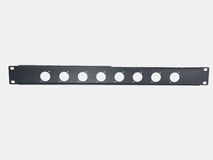 Panel de estuche de rack de alta resistencia negro 1U (espacio) con 8 recortes XLR "D" 19" X 1,75" - Imagen 1 de 5