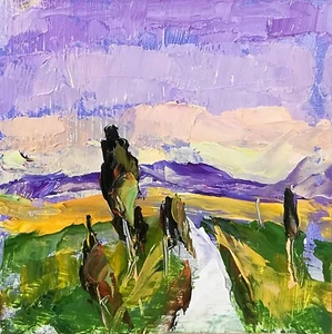 Original Oil Painting Tuscany Landscape Italy Countryside Art Minimalist Signed - Picture 1 of 5