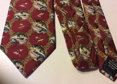 Big Mouth Bass Lures 2004 Jon Q Wright Artist Silk Neck Tie Sport Fish Eagle 04 Foto 1 de 4