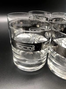 Coffin Casket "Poison" Cocktail Glasses Silver Band Vtg Mid Century Set of 7 - Picture 1 of 5