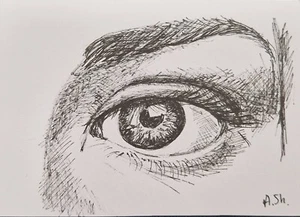 ACEO Original ink drawing eye mini art OOAK - Picture 1 of 4