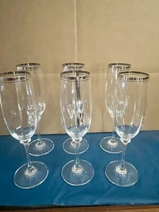 6 MIKASA - Fluted Champagne - Stephanie Platinum - Excellent! - Picture 1 of 3