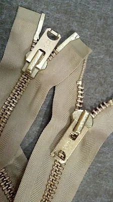 Винтажный 70-х «TALON» 2-сторонний разделения молнии/#10 металл = 26 дюймов латуни/желтовато-коричневый 1-5/8» XW хлопок - Изображение 1 из 4