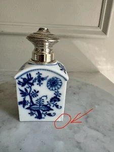 Antiguo o Vintage Meissen Cebolla Azul Plata Tapa Porcelana Carrito 5"x2.5" - Imagen 1 de 10