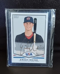 ERICH WEISS~2011 Baseball Topps Collegiate Natl Team USA-A22~Gold Auto~02/25 - Picture 1 of 4