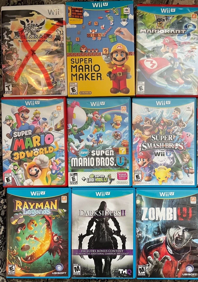 Mario 3D World, KART 8, New Luigi, Rayman, Smash Bros Wii U Lot (8 Games) - Image 1 of 1