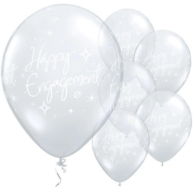 Qualatex 'Happy Engagement' Látex Transparente 11" Globos Decoraciones Fiesta x 25 Foto 1 de 1