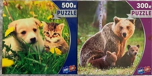 Lot of 2 Puzzles “Kitten & Puppy” & “Mom Bear & Cubs” SureLox 300  & 500 Pieces - Picture 1 of 1