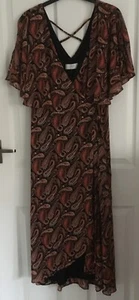Wallis Petite Paisley Glitter Cape Wrap Dress - Rust - UK size 10 - NWT - Picture 1 of 8