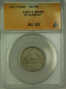 1957-F West Germany 1 Mark Coin ANACS AU 55 - Picture 1 of 2