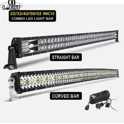 22 32 42 50 52inch LED Work Light Bar Flood Spot 12v Offroad SUV 4x4 ATV Driving - Image 1 of 4