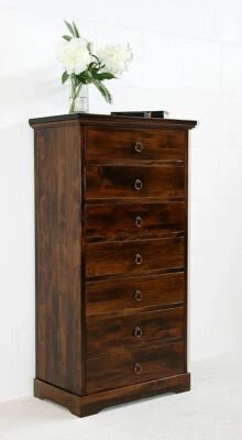 CASA Massivholz Kommode mit schubladen Braun kolonial nußbaumfarben Anrichte schrank