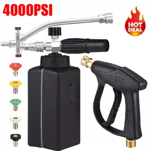 4000PSI 1/4" Snow Foam Pressure Washer Gun Car Cleaning Soap Lance Cannon Bottle - Picture 1 of 21