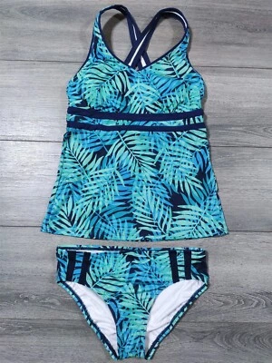 Купальник женский размер 4 темно-синий зеленый верхний низ высокого качества купальный костюм озеро - Изображение 1 из 4