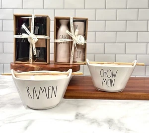 Rae Dunn YOU CHOOSE NOODLES RAMEN CHOW MEIN Bowl w/ Chopsticks SAKE NEW - Picture 1 of 16