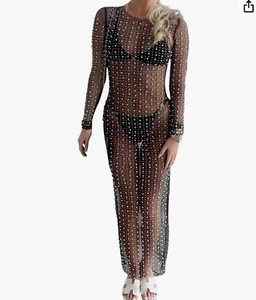Vestido ajustado de verano de malla transparente para encubrimiento de bikini - Imagen 1 de 2