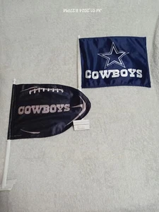 ( 2 ) - Licensed - Dallas Cowboys - Team Logo Blue-Silver Car Window Flags  - Picture 1 of 2