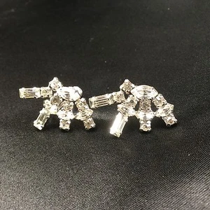 Pendientes Jay Flex Esterlina Estrás Tornillo Marqués Baguette Redondo Estilo Abanico - Imagen 1 de 3