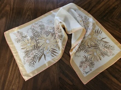 Vera Newmann Bufanda Rectangular Vintage Dorado, Rosa, Marrón Hecho a Mano Japón 14x44" Foto 1 de 4