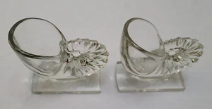 Set Of 2 Vintage New Martinsville Nautilus Clear Seashell Vases 1940s - Picture 1 of 13
