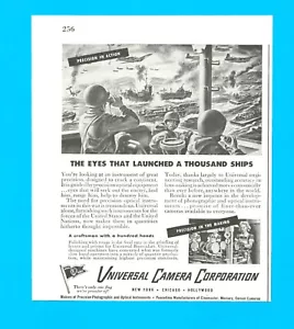 1943 WWII U1 UNIVERSAL CAMERA Corp. PRINT AD battlehip Landing Craft fighter plane - Bild 1 von 3