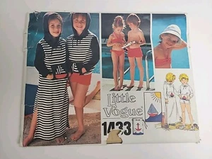 Little Vogue Sewing Pattern 1433 Child's Cover-up Swimsuit Hat Towel Sz.6x Uncut - Picture 1 of 9