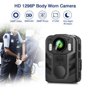 Body Camera HD 1296P Police Security Guard camera  64GB Night Vision 2650mAh