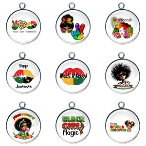 Juneteenth / Black History Glass Cabochon Charms, Jewelry Making Charms - Picture 1 of 20